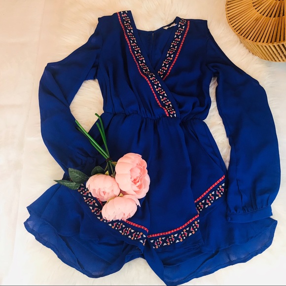 Gianni Bini Pants - Gianni Bini Royal Blue cold shoulder Shorts Romper